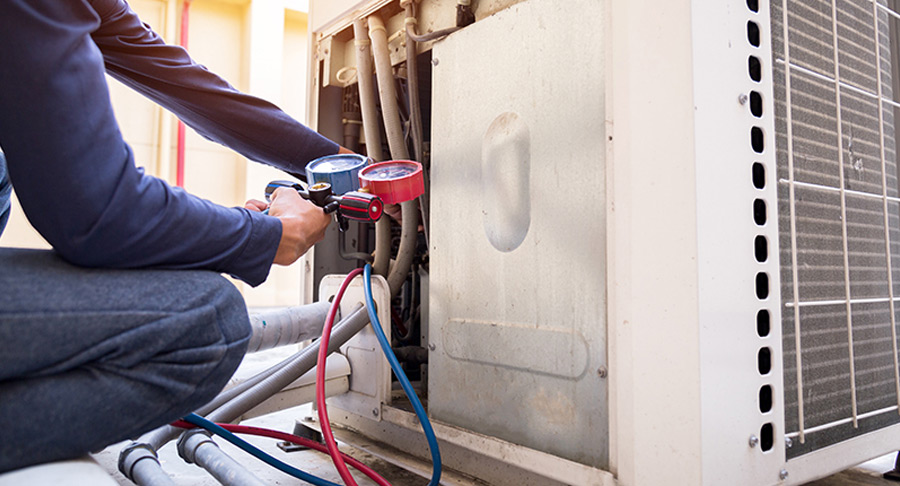 AC unit being serviced