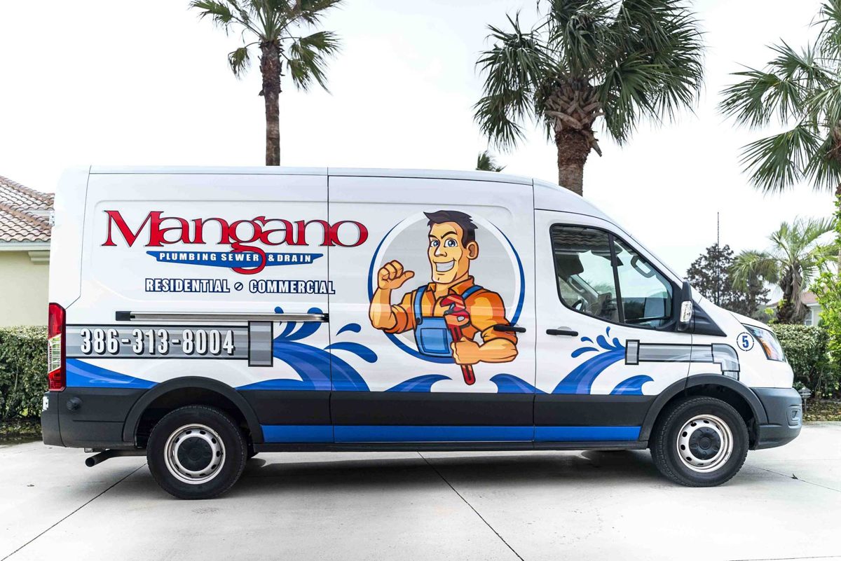 A Mangano Plumbing Sewer and Drain service van